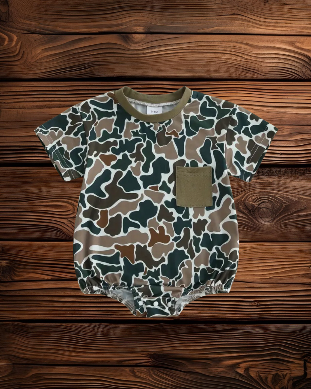 Camo pocket bubble onesie
